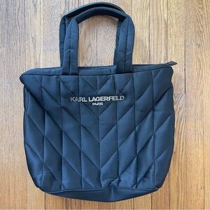 Karl Lagerfeld Voyage Black Puffy Tote Bag Black NWT